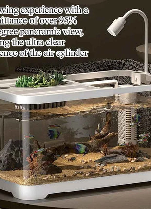 Fish tank household aquarium living room desktop ecological circulation tank filter oxygenation integrated tank with cover