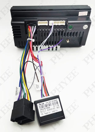 Wiring harness adapter with CAN Bus decoder, 9-inch 2 Din Android radio panel frame for Peugeot 206 1998 - 2006, 16-pin cable