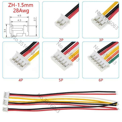 5/10 Pz JST ZH-1.5mm Passo Maschio Connettore Con Filo 100/200/300mm Cavo 2/3/4/5/6/7/8/9/10P Spille Ponticello Linea Per Arduino