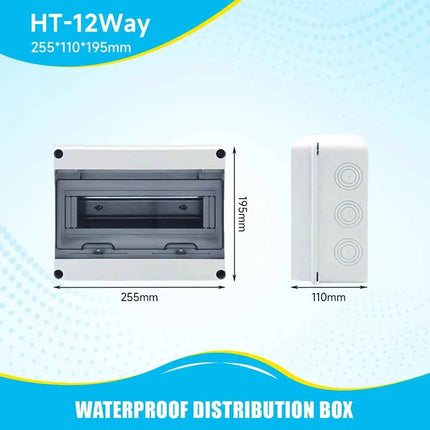 IP65 Waterproof Distribution Box  2/3/5/8/12/15/18/24WAY ABS Plastic Electrical Enclosure HT Series Junction Box