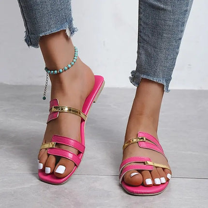 Scarpe da donna Summer Flats Flip flop Dress Shallow Casual donna Slides roma Open-toe pantofole da donna Slingback Sandals2023