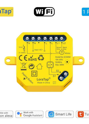 Tuya Smart Life WiFi Curtains Switch Connected Roller Shutters Control Blinds Motor Google Home Alexa Electric Window LoraTap