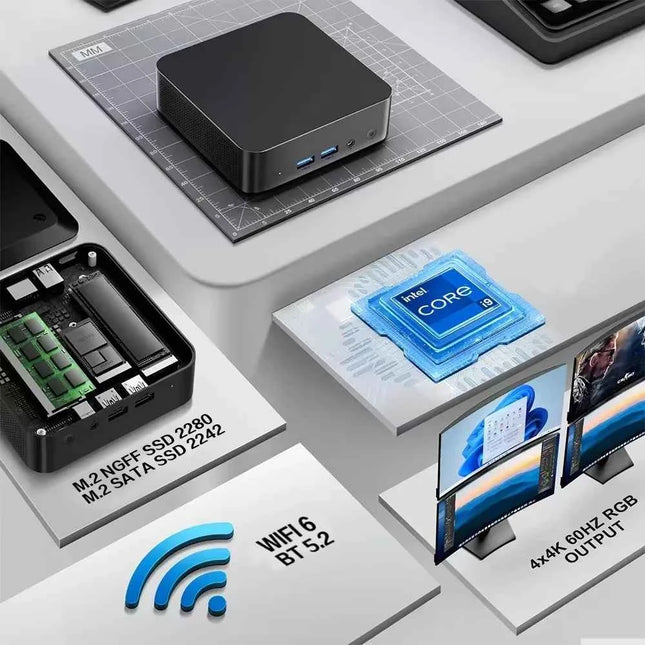 i9 MINI PC  Windows 11 Pro Intel Core i9-9900U MINI Computer 16GB 32GB DDR4 2048GB SSD  WIFI 6 BT5.2 Gaming MINI PC