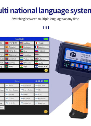 EURANNIT E19 12.7mm Portable Printer Handheld Thermal Inkjet Printer Portable Expire Date Counter QR Barcode Logo Coding Machine