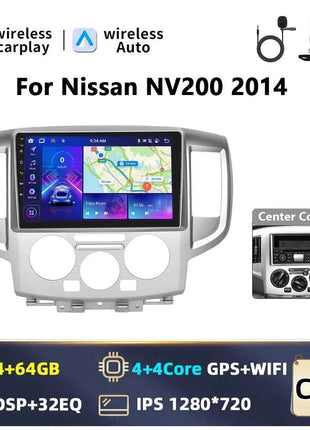 Podofo 9INCH AI Voice Android  2din Car Radio for NV200 NV 200 2009-2014 CarPlay Car Stereo Android Auto 4G GPS Navigation WiFi