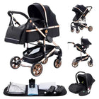Multifunction 3 in 1 Baby Stroller with Car Seat and Sleeping Basket Baby Pram Lightweight Infant Pushchair Compact Folding Pram