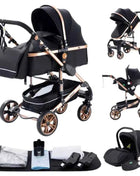 Multifunction 3 in 1 Baby Stroller with Car Seat and Sleeping Basket Baby Pram Lightweight Infant Pushchair Compact Folding Pram