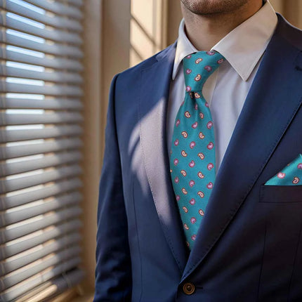 Set Cravatta e Fazzoletto Uomo Colorato 160cm - Accessori Matrimonio