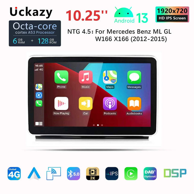 9 "Android 14 Car Multimedia Player For Mercedes Benz ML GL W166 X166 2012-2015 Radio CarPlay Stereo GPS Navigation Audio Screen