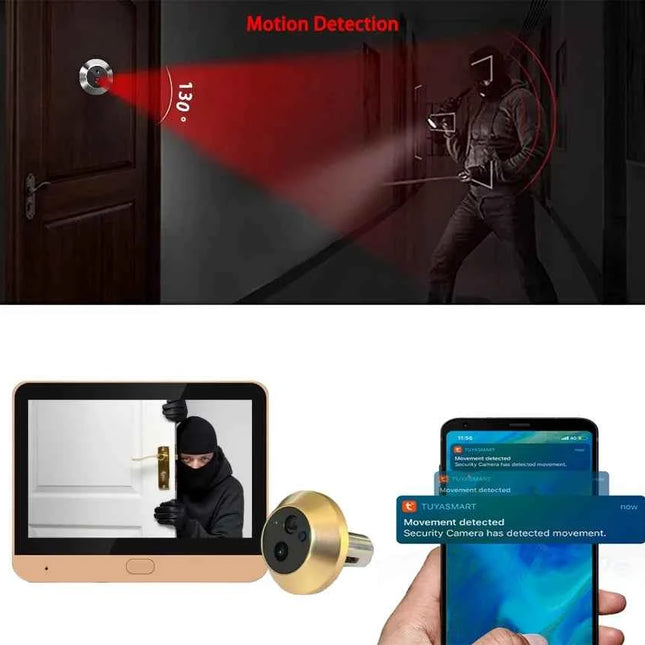 Tuya Smart 2.4G Wifi Peepholes Door Camera For Home 1080P HD Door Eye Viewer Support PIR With Microphone For Home Security