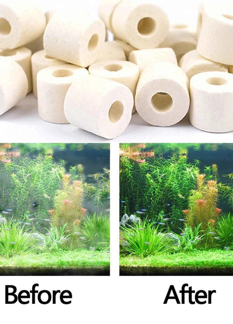 250g/bag Aquarium Filter Media Activated Carbon Ceramic Ring Aquarium Bio Ball Filter Water Quality Fish Tank Filter Accessories