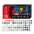 Set 72/120 Pennarelli Acrilici Waterproof Punta Morbida per Vetro Pietra Metallo Legno e Carta