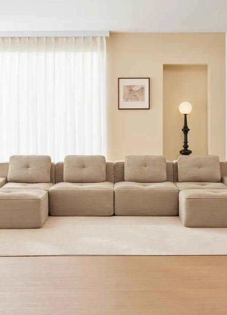4-Seater Boneless Modular Sofa with U-Shaped Chair Length, Living Room Comfortably Padded Corduroy Cloud Sofa, Non-Slip Design
