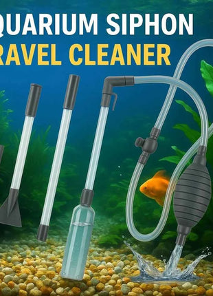 Aquarium Siphon Vacuum Cleaner Tool Set for Large Fish Tank Gravel/Sand Cleaning Water Change with Extension Tube, Fast and Easy