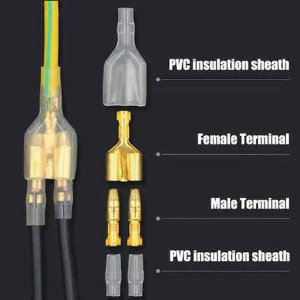 25 50sets 4.0mm bullet Crimp terminal car electrical wire connector diameter Female+Male+sheath Case Cold press terminal 1in2out