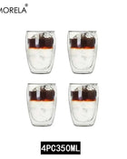 Set Tazze in Vetro a Doppia Parete Borosilicato Termoresistente per Tè Caffè Succo e Acqua