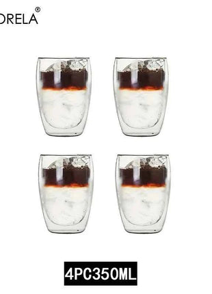 Set Tazze in Vetro a Doppia Parete Borosilicato Termoresistente per Tè Caffè Succo e Acqua