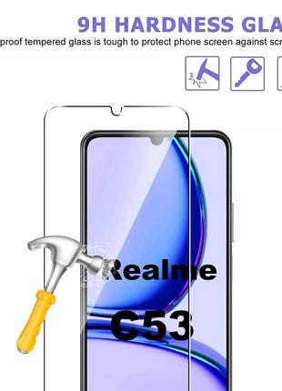 Screen Protector For Realme C53, Tempered Glass HD Crystal  9H Anti Scratch Case Friendly Mica High Aluminum