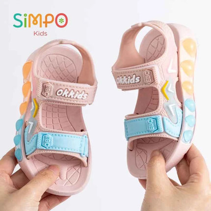 1 paio di sandali sportivi per ragazzi e ragazze, scarpe da spiaggia casual leggere e traspiranti con fondo morbido estivo per esterni con gancio e anello