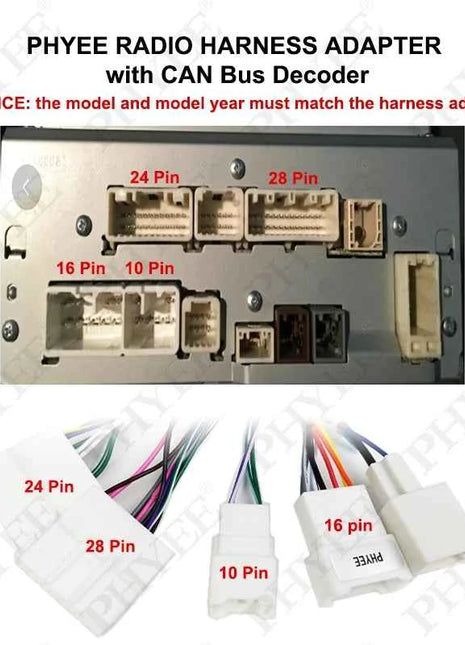 Adattatore per cablaggio CAN Bus Decodificatore Cruscotto Telaio del pannello per Toyota Yaris dal 2016 al 2018, per 2 DIN 9 "16 Pin Android Radio