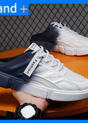 New Summer Men's Casual Mesh Walking Shoes Baotou Slippers with Low Heel Comfortable Soft Non-slip for Outdoors