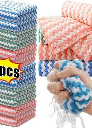 Microfiber Cleaning Cloth Velvet Thickened Dishcloths High Absorbent Scouring Kitchen Washing Dish Rags Household Wipe Towels