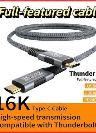 Cavo USB4 PD240W da 80 Gbps 16K tipo C per Thunderbolt 5 Cavo di ricarica rapida con funzionalità complete Trasferimento dati da USB C a C da 8K Thunderbolt4