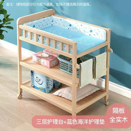Diaper Changing Tables Solid Wood Baby Care Table Massage Bath Integrated Multifunctional Baby Bed Changing Table
