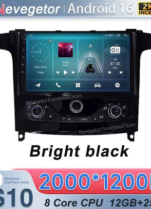 Car Radio Carplay Android 16 For Ford S Max S-MAX 2006-2015 For Ford Galaxy 2014 Bright black Auto Stereo Multimedia Player DPS