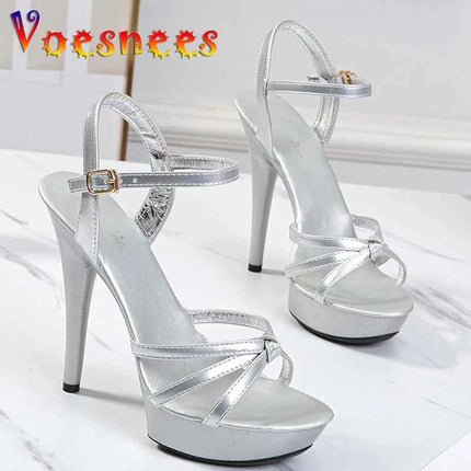 2023NEW Femal Shoes sandali da donna piattaforma Sexy tacchi alti 13CM Sexy Open Toe scarpe da sposa da donna sandali modello scarpe da passerella