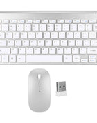 Wireless Keyboard Mouse Kit Slim Wireless Key Mouse Combo Portable Beautiful Power Saving Silent Button LED Indicator for Home