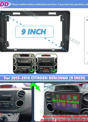 For 2015-2018 CITROEN BERLINGO PEUGEOT PARTNER 9 INCH Car stereo radio Android fascia panel wiring harness canbus decoder