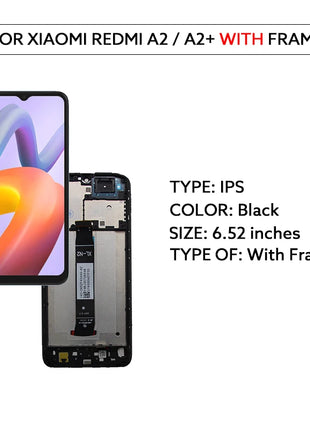 6.52 "IPS Display LCD Per Xiaomi Redmi A2 A2 + A2 Plus Touch Screen Digitizer Assembly 23028RN4DG 23028RNCAG Parti di Ricambio