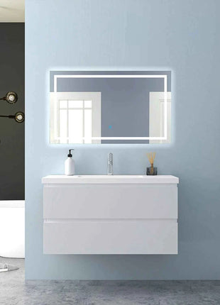 Hanging Bathroom Cabinet With Wash Basin, Width 99x44.5x52 cm, With 2 Drawers, Modern Style Bathroom Cabinet With Cushioned Closure Function, Matte White.