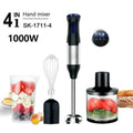 Frullatore a Immersione 4-in-1 da 1000W, Mixer Elettrico con Lame in Acciaio Inox, Set per Frullare Verdure e Carne, Frullatore a Immersione e Spremiagrumi