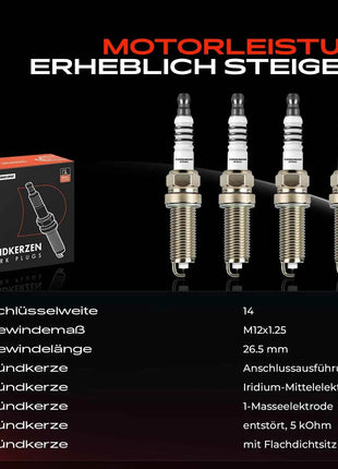 Candela d'Accensione Frankberg 4x per Dacia Duster, Nissan Micra V, Renault Clio IV, Megane 3 ILKAR7F7G 22401-2047R 224012047R