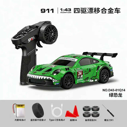 Professional 1:43 RC Drift Car with ESP Gyroscope Full Proportional Control 4WD Metal Body 2 Sets Tires for Realistic Drifting