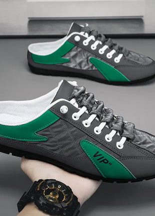 2023 Men's Fashion New Style Flat-Soled Wild Latex Sole Summer Thin Section Baotou Half-Slippers