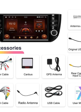 Podofo 6.2'' 2+64G Car Radio For Fiat Punto 2010-2016/Linea 2012-2015 Multimedia Player WIFI GPS Carplay Android Auto Car Stereo