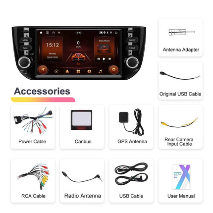 Podofo 6.2'' 2+64G Car Radio For Fiat Punto 2010-2016/Linea 2012-2015 Multimedia Player WIFI GPS Carplay Android Auto Car Stereo