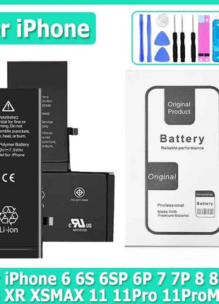 XDOU 2026 NEW Battery For iPhone 7 8 6S 6 Plus X XR 11 11Pro Xs Max High Capacity Phone Bateria + Free Tools