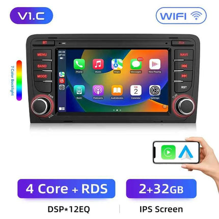 Junsun 7'' Wireless CarPlay Android Auto Car Radio Multimedia For Audi A3 8P S3 2003-2012 4G WiFi GPS Navigation Autoradio