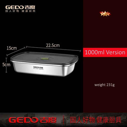 LFGB Certification 304 Stainless Steel Kitchen Food Preservation Box Air Out Slight Vaccum Crisper Well Sealed Seafood Container