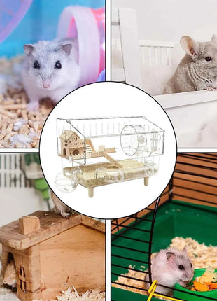 Large Syrian Hamster Cage, Deluxe Double-Layer Hamster Cage, Small Pet Breeding Box, Transparent Acrylic Hamster House
