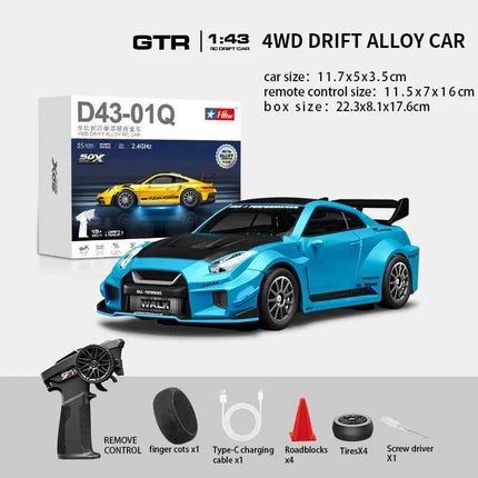 Professional 1:43 RC Drift Car with ESP Gyroscope Full Proportional Control 4WD Metal Body 2 Sets Tires for Realistic Drifting