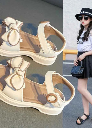 Sandali con papillon per ragazze Sweet Princess Classic Simple Summer 2024 nuovi sandali per bambini per ragazze scarpe da spiaggia all'aperto Cute Bow-knot