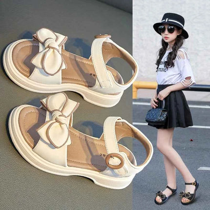 Sandali con papillon per ragazze Sweet Princess Classic Simple Summer 2024 nuovi sandali per bambini per ragazze scarpe da spiaggia all'aperto Cute Bow-knot