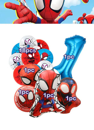 Set Decorazioni per Festa di Compleanno Spidey e Amici, Articoli per la Tavola, Bicchieri, Piatti, Palloncini, Striscione, Sacchetti Regalo, Decorazioni per Torte, Accessori per Bambini