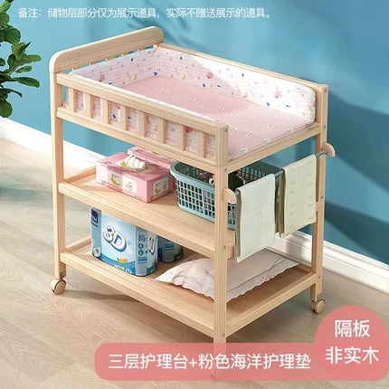 Diaper Changing Tables Solid Wood Baby Care Table Massage Bath Integrated Multifunctional Baby Bed Changing Table