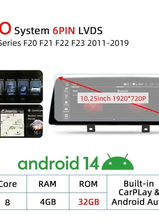 Wireless Carplay Android 14 For BMW F20 F30 F21 F22 F31 F32 F33 F34 F36 NBT EVO Multimedia Player Auto Radio Screen GPS
